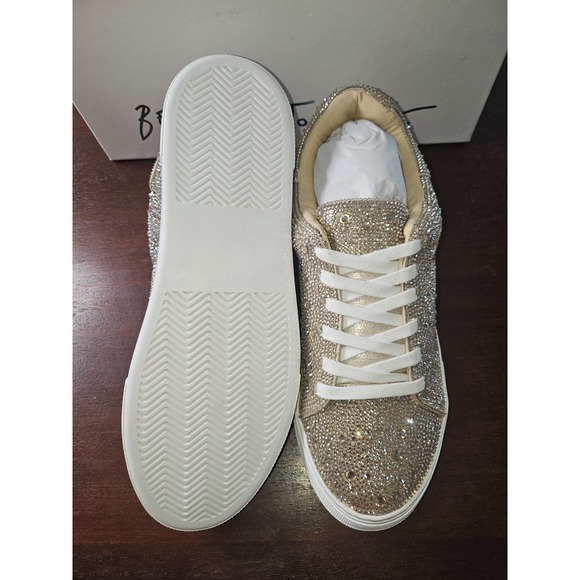 Betsey Johnson SB-Sidny Gold Rhinestone Sneakers Size 8.5 Extra Rhinestones - Picture 9 of 14